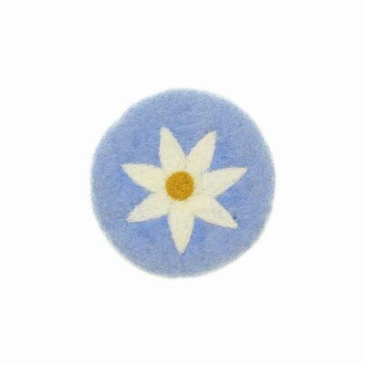 Sjaal met Verhaal Felt Coaster 10 cm Margrietjes blue (Set of 4)