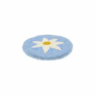 Sjaal met Verhaal Felt Coaster 10 cm Margrietjes blue (Set of 4)