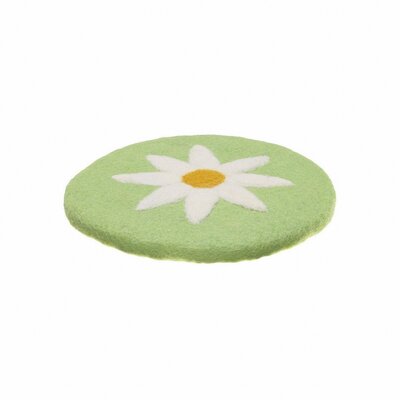 Sjaal met Verhaal Felt Coaster 10 cm Margrietjes green (Set of 4)