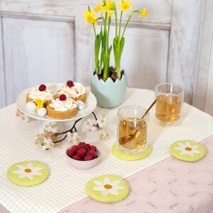 Sjaal met Verhaal Felt Coaster 10 cm Margrietjes yellow (Set of 4)