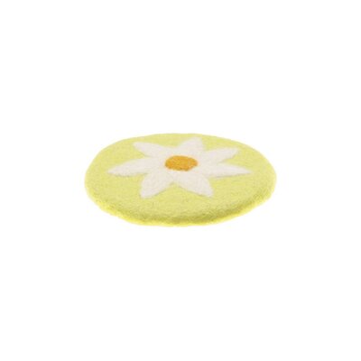 Sjaal met Verhaal Felt Coaster 10 cm Margrietjes yellow (Set of 4)