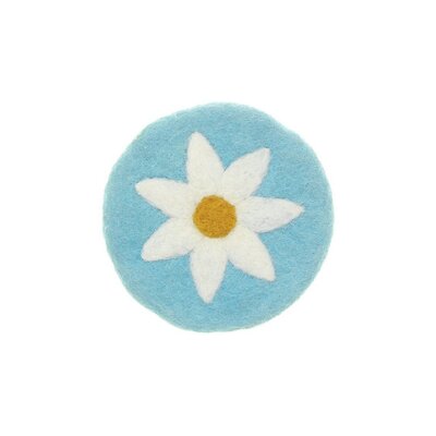 Sjaal met Verhaal Felt Coaster 10 cm Margrietjes turquoise (Set of 4)