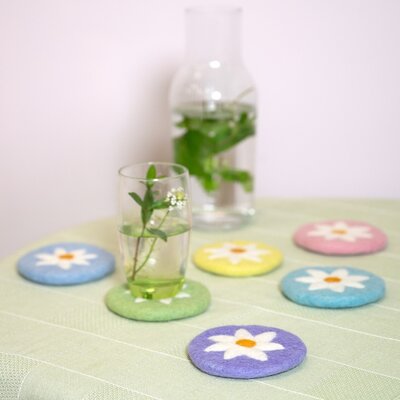 Sjaal met Verhaal Felt Coaster 10 cm Margrietjes assorti (Set of 6)