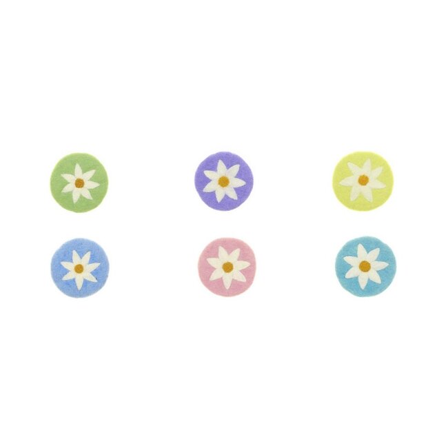 Filz-Untersetzer 10 cm Margrietjes assorti (Set of 6)