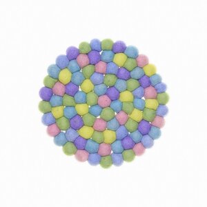 Sjaal met Verhaal Felt coaster 20 cm rond Bolletjes pastel