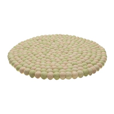 Sjaal met Verhaal Felt coaster 40 cm round Bolletjes pink/green