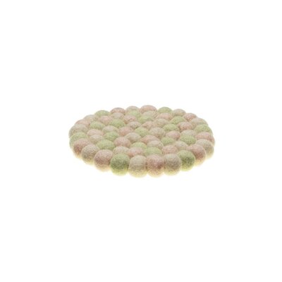 Sjaal met Verhaal Felt coaster 20 cm rond Bolletjes pink/green