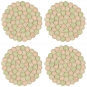 Sjaal met Verhaal Felt coaster 10 cm rond Bolletjes pink/green  (Set of 4)