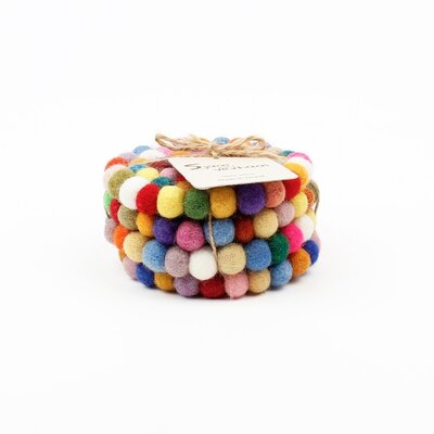 Sjaal met Verhaal Filz-Untersetzer 10 cm rond Bolletjes multicolour  (Set of 4)