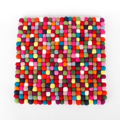 Sjaal met Verhaal Felt coaster 40 cm square Bolletjes multicolour
