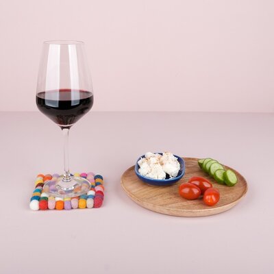 Sjaal met Verhaal Felt coaster 10 cm square Bolletjes multicolour  (Set of 4)