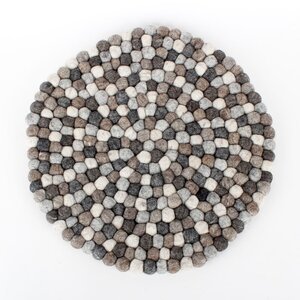 Sjaal met Verhaal Felt coaster 40 cm round Bolletjes naturel