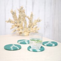 Sjaal met Verhaal Felt Coaster 10 cm Sealife Marble aquablauw (Set of 4)