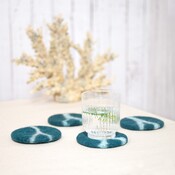 Sjaal met Verhaal Felt Coaster 10 cm Sealife Marble zeegroen (Set of 4)