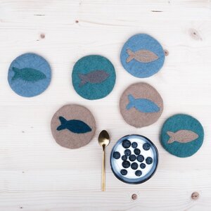 Sjaal met Verhaal Felt Coaster 10 cm Beachlife (Set of 6)