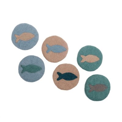 Sjaal met Verhaal Felt Coaster 10 cm Beachlife (Set of 6)