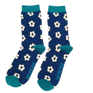 Miss Sparrow Männer-Socken Bamboo Footballs navy