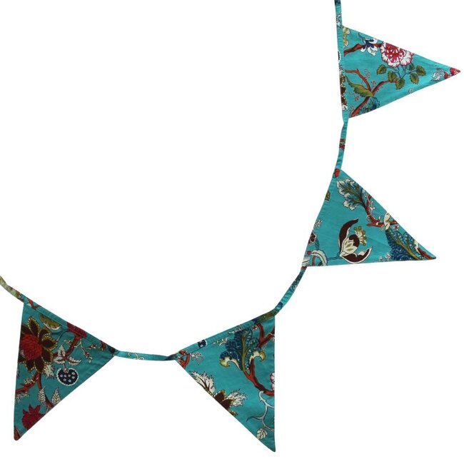 Wimpelkette Exotic Flower teal