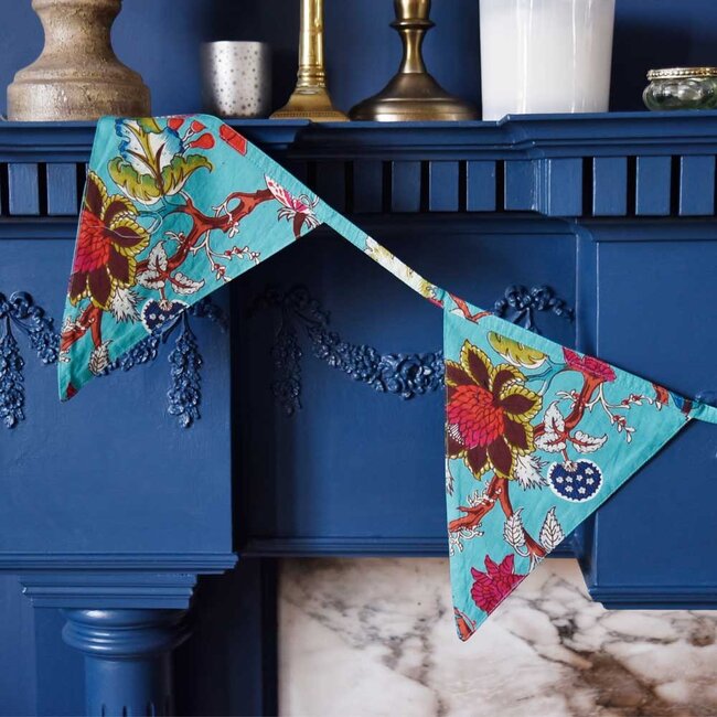 Bunting Exotic Flower teal