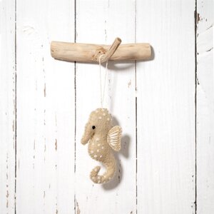 Sjaal met Verhaal Felt Hanger Sealife Seahorse beige