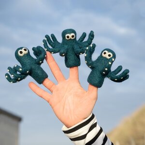 Sjaal met Verhaal Finger Dolls Octopus zeegroen