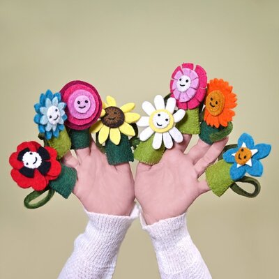 Sjaal met Verhaal Fingerpuppen Bloem Set of 8 assorti