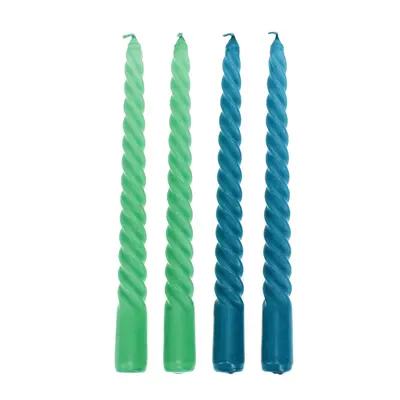 Rex London Candles Twisted blue/green (Set of 4)