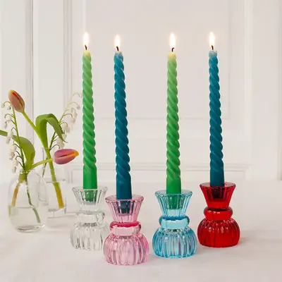 Rex London Candles Twisted blue/green (Set of 4)