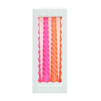 Rex London Candles Twisted bright pink (Set of 4)