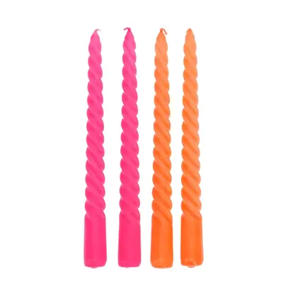 Rex London Candles Twisted bright pink (Set of 4)