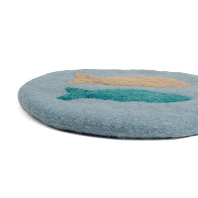 Sjaal met Verhaal Felt Coaster 20 cm Beachlife 2 Vissen sky