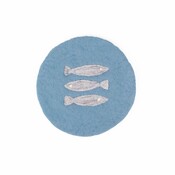 Sjaal met Verhaal Felt Coaster 20 cm 3 Vissen lichtblauw
