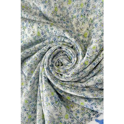 M&K Collection Scarve Detailed Flowers Tassel off-white