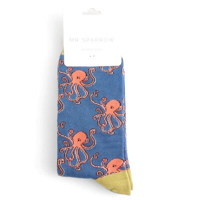 Miss Sparrow Mens Socks Bamboo Octopus navy