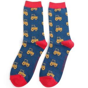 Miss Sparrow Mens Socks Bamboo Tractors navy