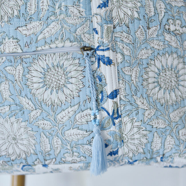 Canvas Tote Bag with Zip Blue Floral