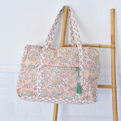 Powell Craft Canvas Tote Bag with Zip peach/green