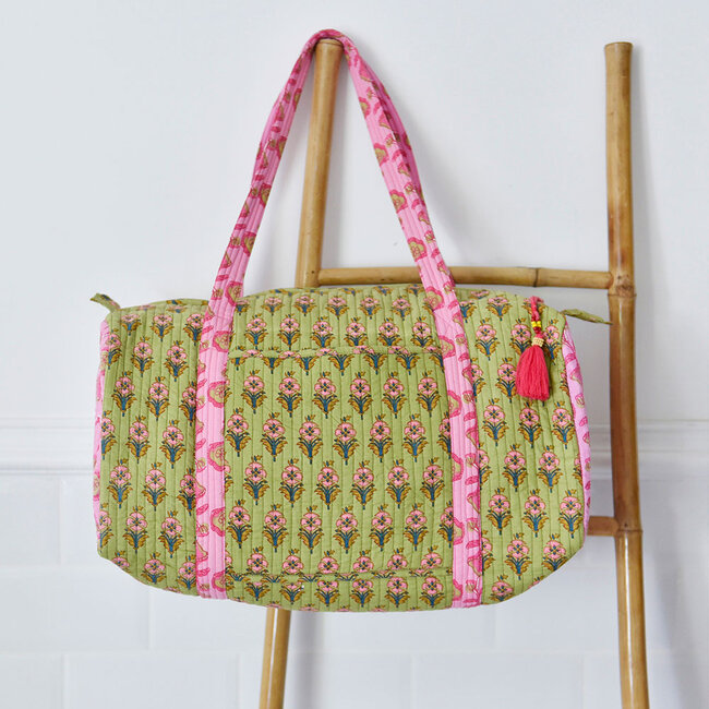 Canvas Duffle Bag green/pink