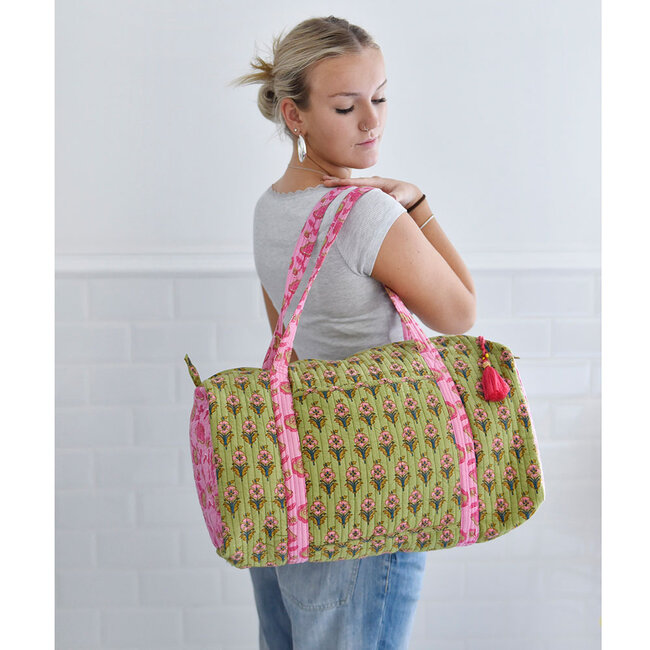 Canvas Duffle Bag green/pink