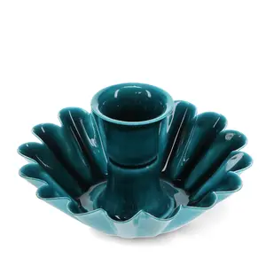 Rex London Candleholder Cupped Flower Enamel blue