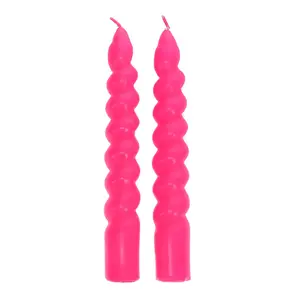 Rex London Candles Twisted bright pink (Set of 2)
