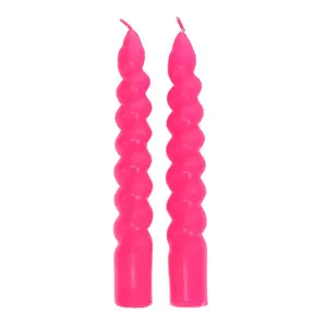 Rex London Kerzen Twisted bright pink (Set of 2)