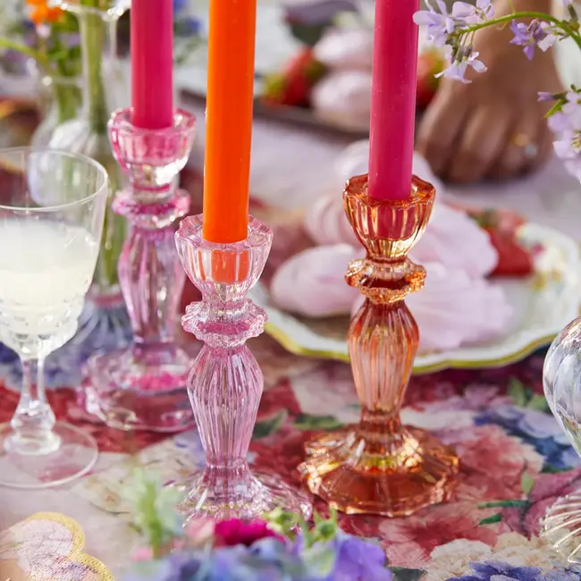 Kerzenhalter Glas Boho orange