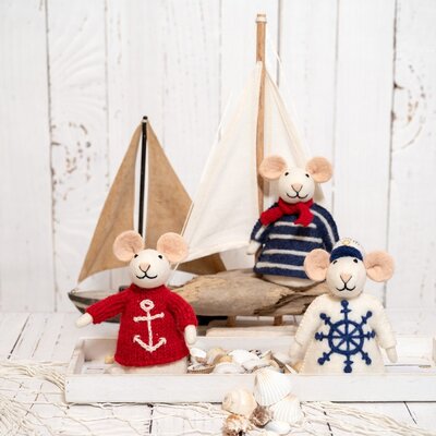 Sjaal met Verhaal Felt Decoration Muis Nautisch assorti