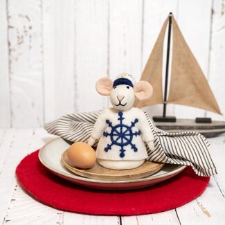 Sjaal met Verhaal Felt Decoration Muis Nautisch Kapitein