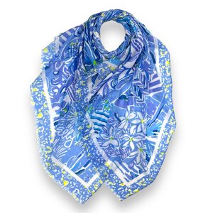 M&K Collection Scarf Mosaic Fringes blue