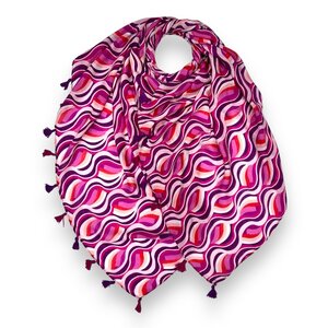 M&K Collection Scarf Retro Swirl Tassel pink