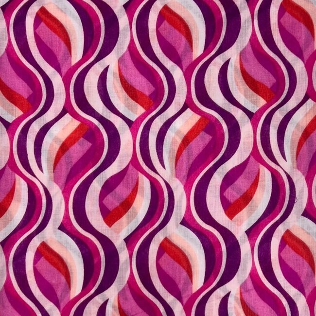 Scarf Retro Swirl Tassel pink