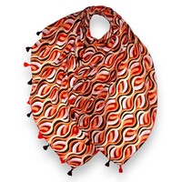 M&K Collection Scarf Retro Swirl Tassel orange