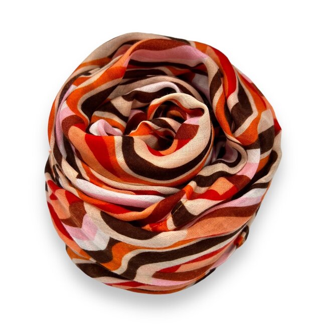 Scarf Retro Swirl Tassel orange